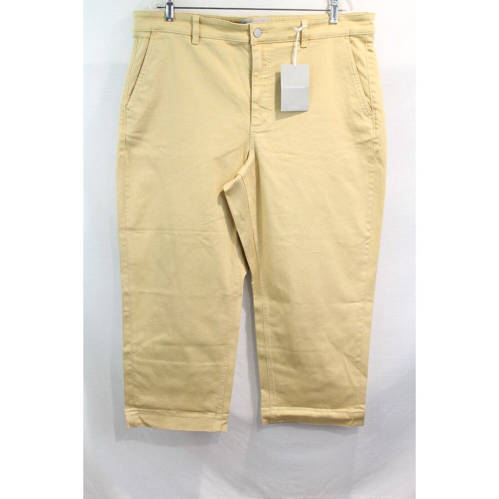 Everlane Cropped Straight Capri Jeans size 20 Yellow Denim Stretch High Rise